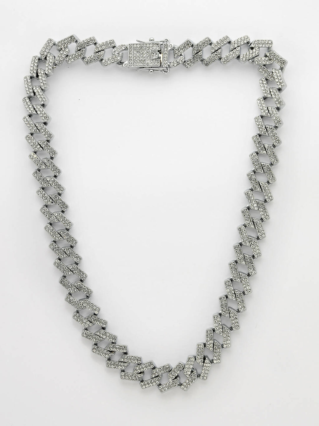 NVR Men Silver-Plated Stainless Steel American Diamond Chain