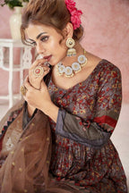Everywhere Designer Maroon Dola Silk Gown With Dupatta - Anbazaar - Distacart