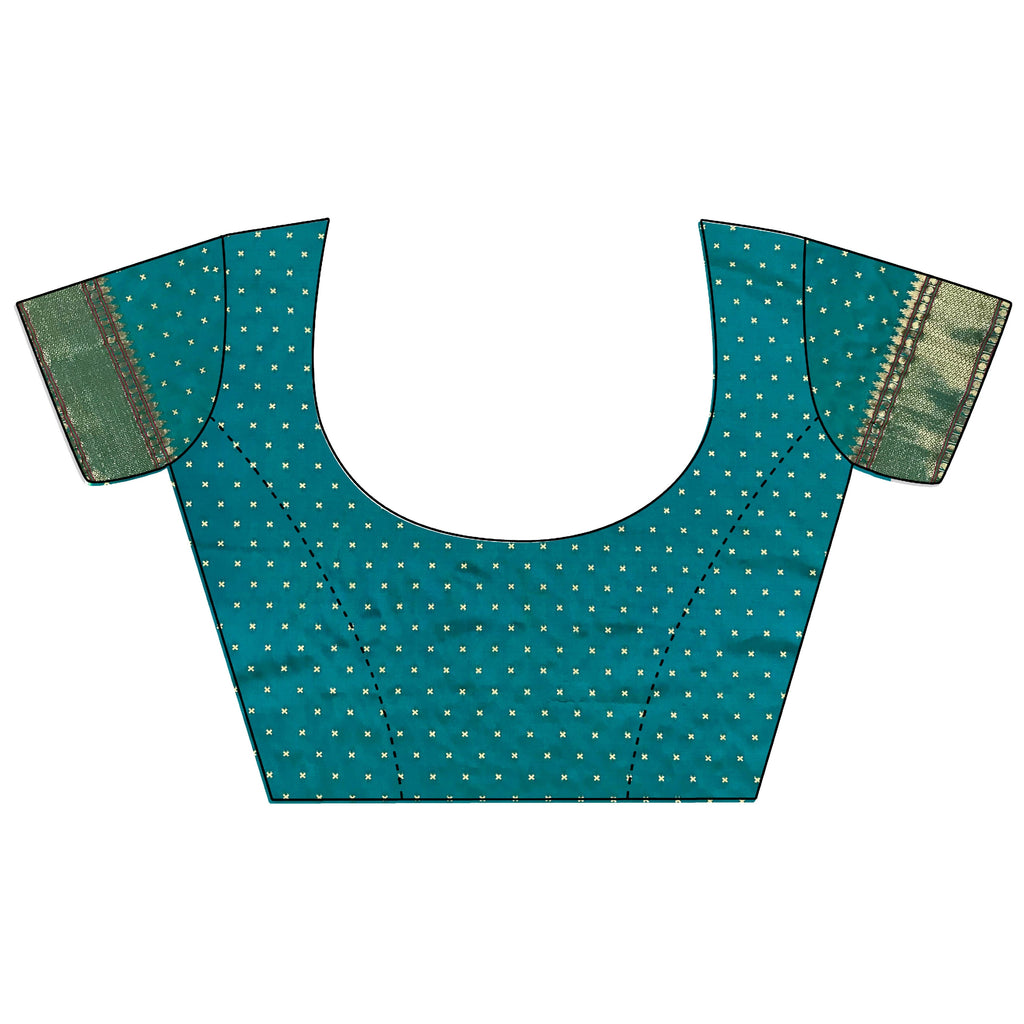 Joban Fashion Teal Butti Woven Soft Lichi Silk Paithani Saree - Distacart
