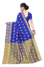 Vamika Banarasi Jacquard Weaving Blue With Gold Print Saree