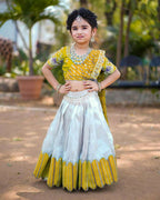 Jyoti Fashion Classy Yellow Heavy Chenille Sequins Embroidered Kids Lehenga Choli Set