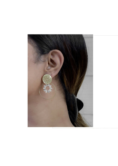 Joban Fashion Women Brass Golden White Ad Earrings