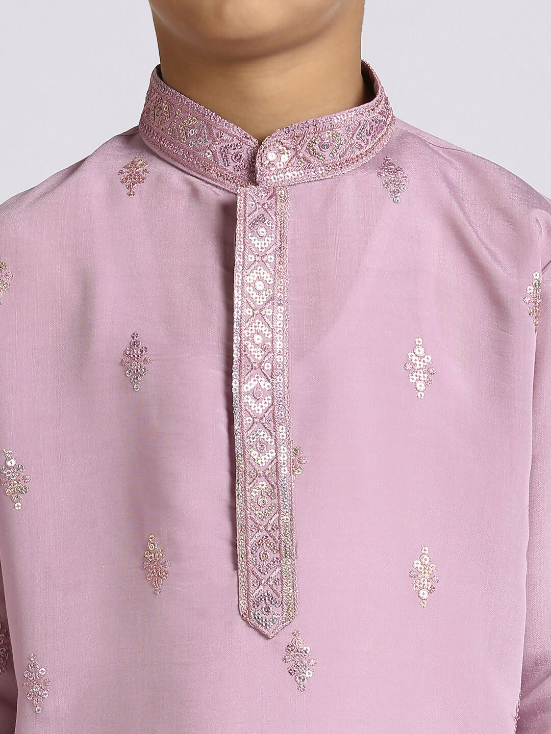 Joban Fashion Kids Island Traditional Ethnic Wear with Silk Sequence Embroidery Full Sleeves Kurta and Pyjama Set - Purple