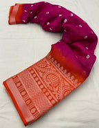 Rani Jute Silk Ethnic Motifs Saree with Unstitched Blouse - A2M - Distacart