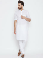 Even Apparels White Color Pure Cotton Men's Kurta With Band Collar - Distacart