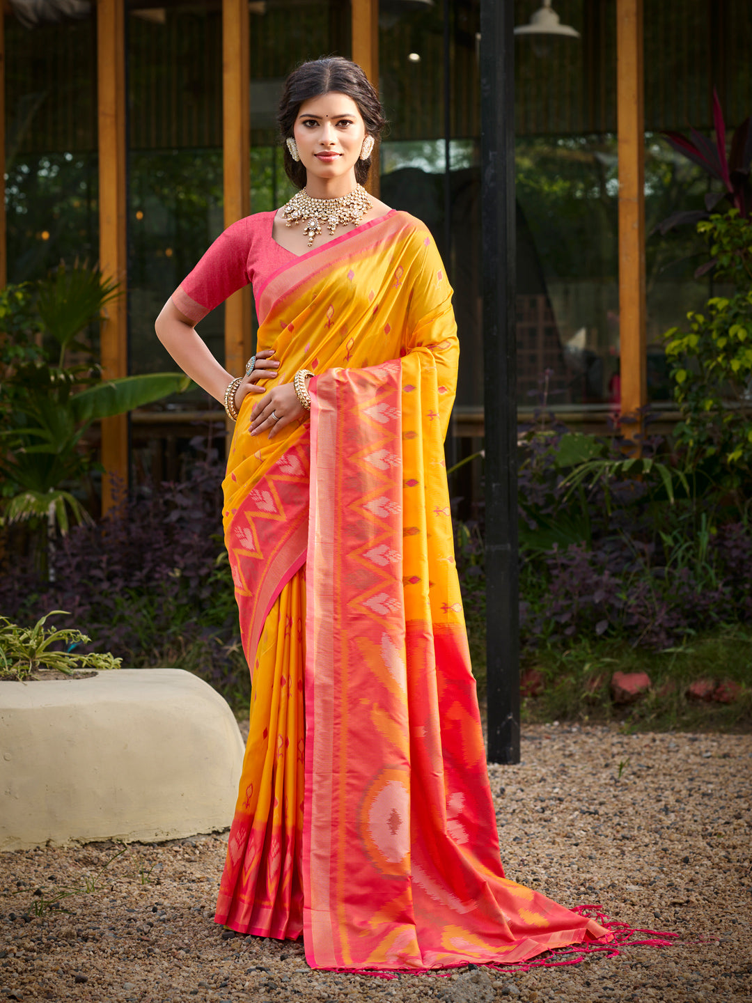 Anaita Yellow Soft Silk Saree With Floral Printed Work With Blouse - Distacart
