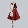 Pink Cow Fashions Red Ghagra Choli With Frill Dupatta