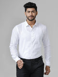 Ramraj Cotton Cotton Linen Full Sleeve White Shirt
