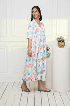 Myshka Women Multi - Floral Rayon A-Line V-Neck Dress - Distacart