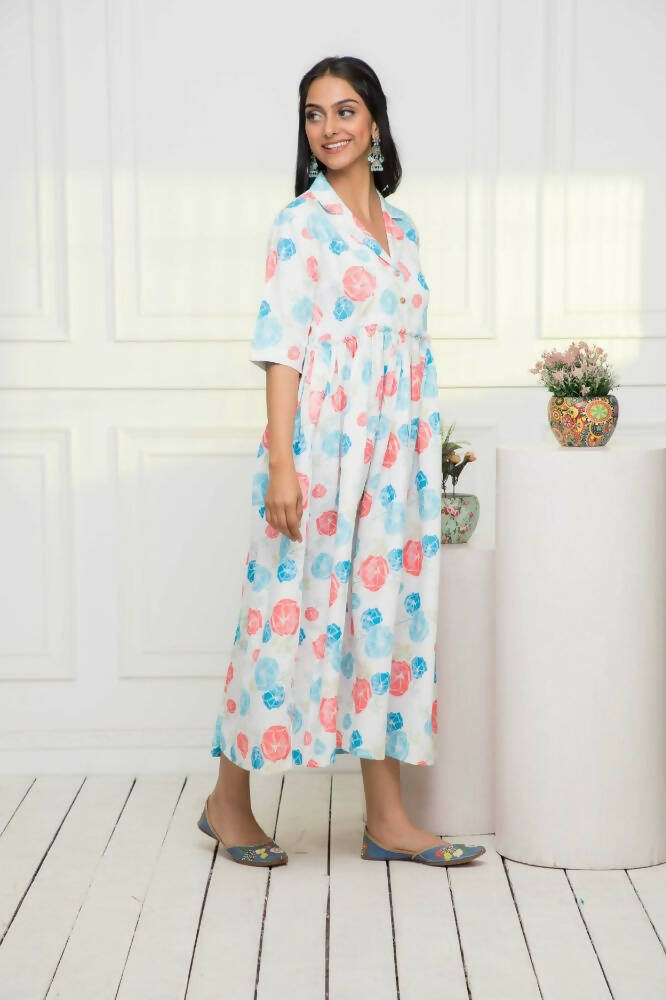 Myshka Women Multi - Floral Rayon A-Line V-Neck Dress - Distacart