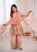 Teeya Creation Light Peach Color Fendy Satin Silk Embroidery Work Party Wear Salwar Suit - Distacart