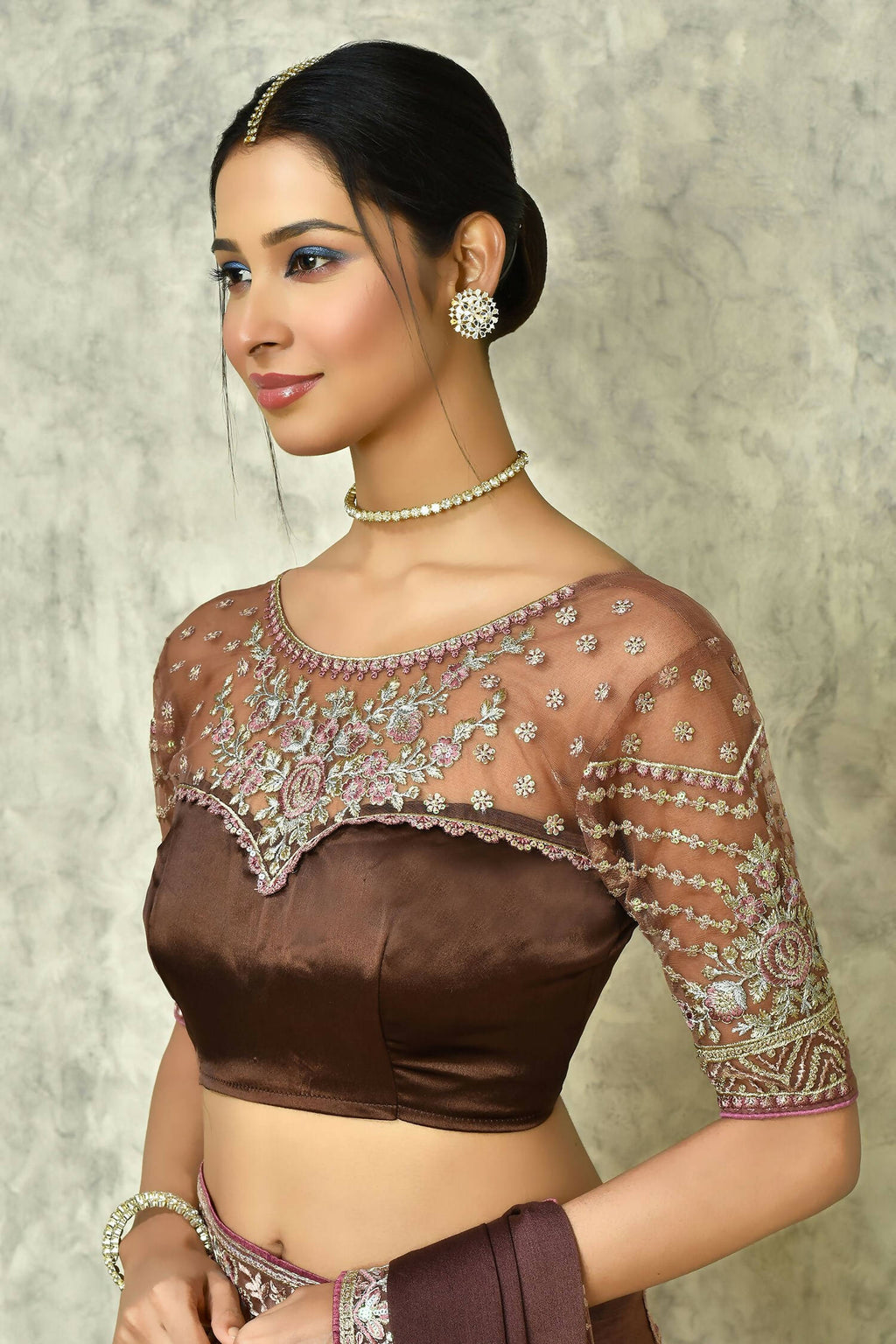 Brown Silk Plain Saree with Blouse Piece - Purvi