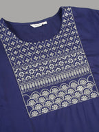Sztori Floral Embroidered Yoke Design Thread Work Straight Kurta