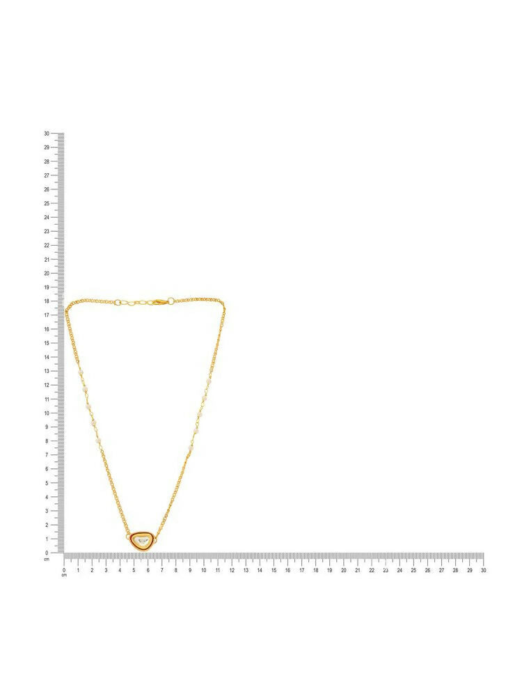 Gold Plated Kundan Necklace - Ruby Raang