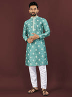 Anaita Blue Embroidered Silk Straight Kurta