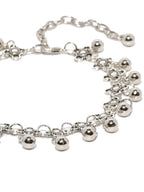 Mominos Fashion Kamal Johar Oxidised Silver Adjustable Anklets
