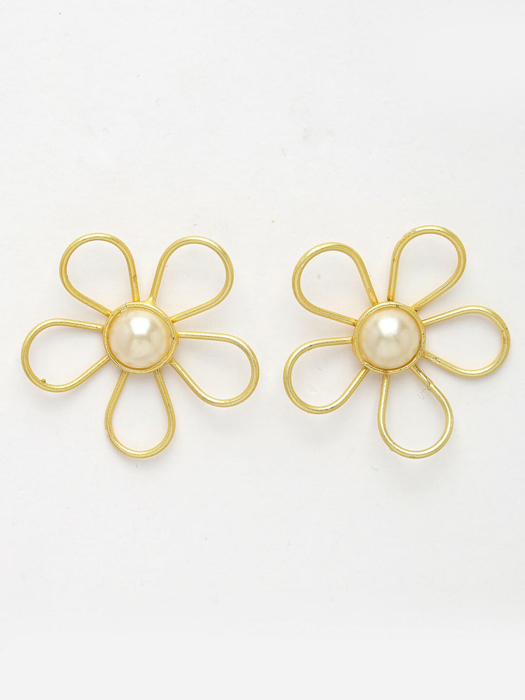 NVR Women's Gold Floral Shape Beaded Handcrafted Jewellery Set