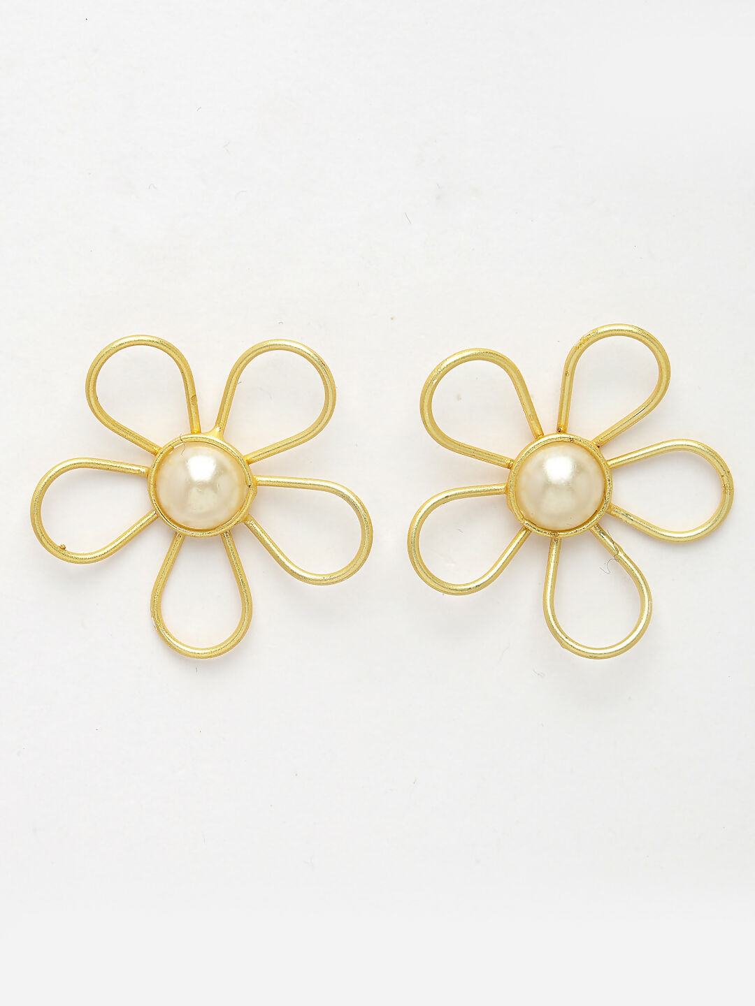 NVR Women's Gold Floral Shape Beaded Handcrafted Jewellery Set
