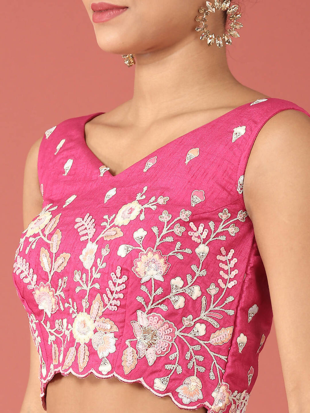 House of Panchhi Rose Tone Shadding Net Sequinse Work Lehenga & Blouse, Dupatta