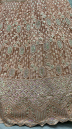 Jyoti Fashion Women's Peach Heavy Net Fancy Dori, Multi Thread, Rainbow Sequins and Diamond Work Wedding Lehenga Choli