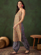 Sangria Printed Kurta With Trouser