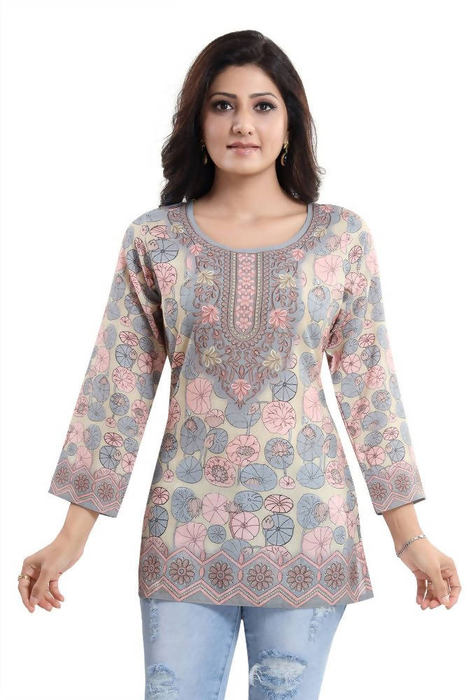 Snehal Creations Elegant Pastel Color Summer Cool Printed Tunic Top