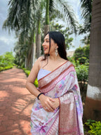 Vamsee Bhavi Brown Tussar Dola Satin Silk Saree