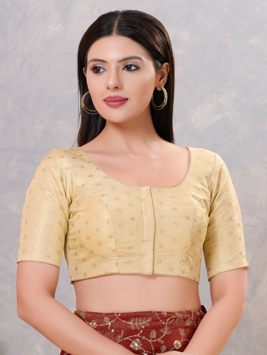 Joban Fashion Women Silk Light-Gold Stitched Blouse