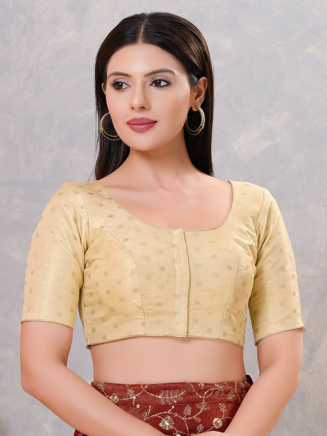 Joban Fashion Women Silk Light-Gold Stitched Blouse