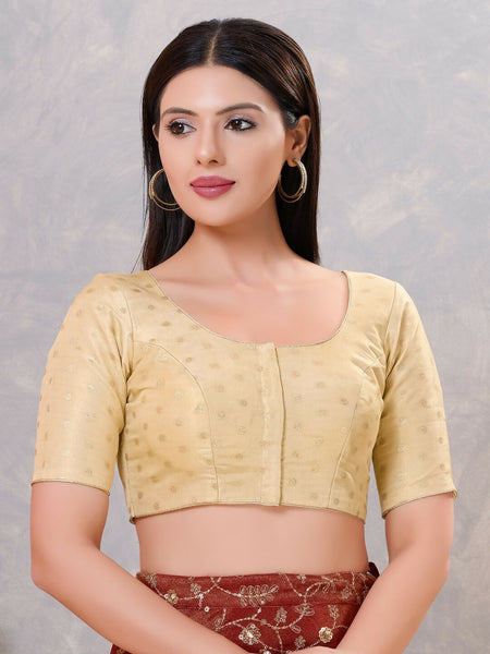 Joban Fashion Women Silk Light-Gold Stitched Blouse