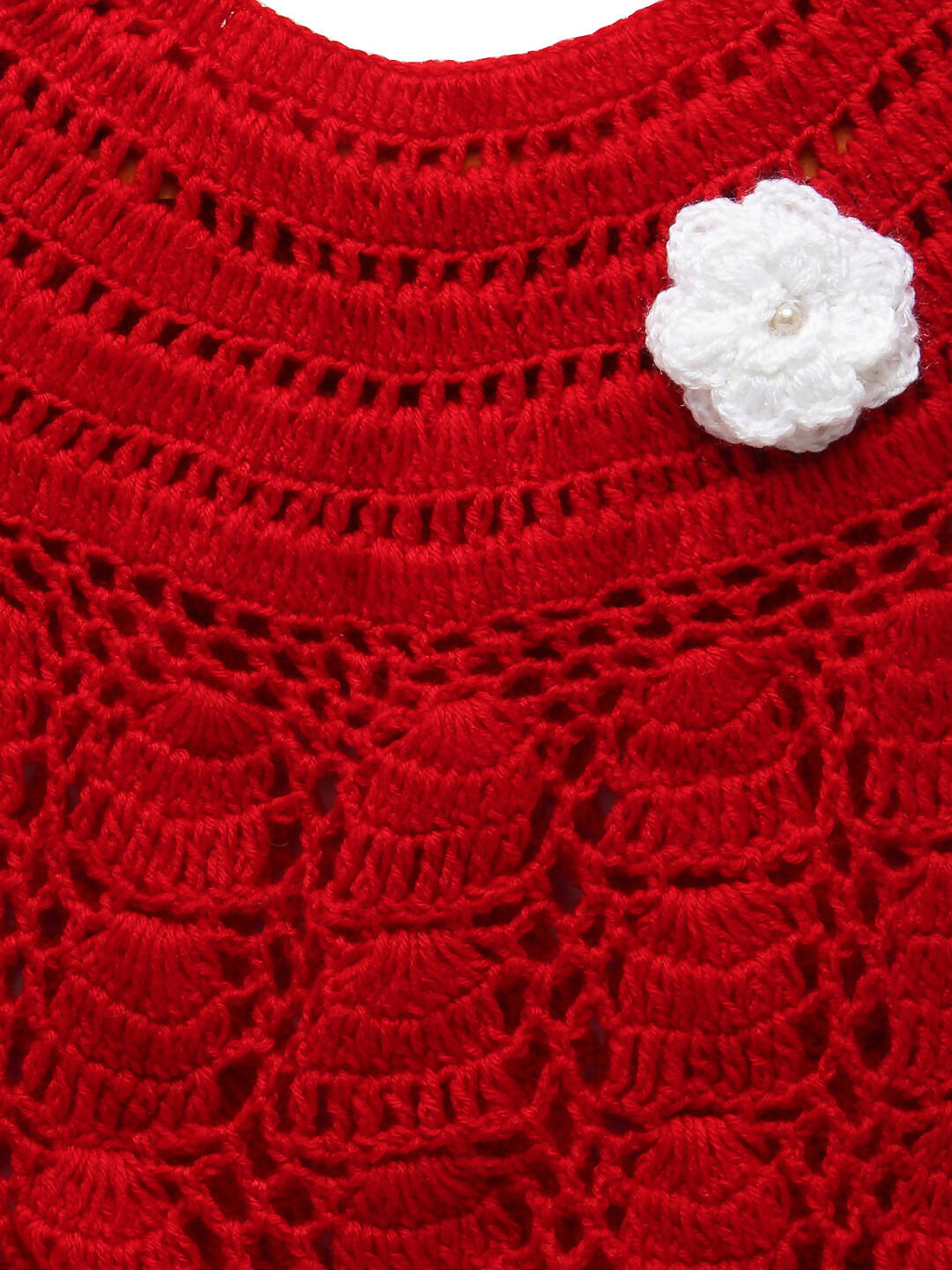 ChutPut Hand knitted Crochet Red Wedding Wool Dress For Baby Girls