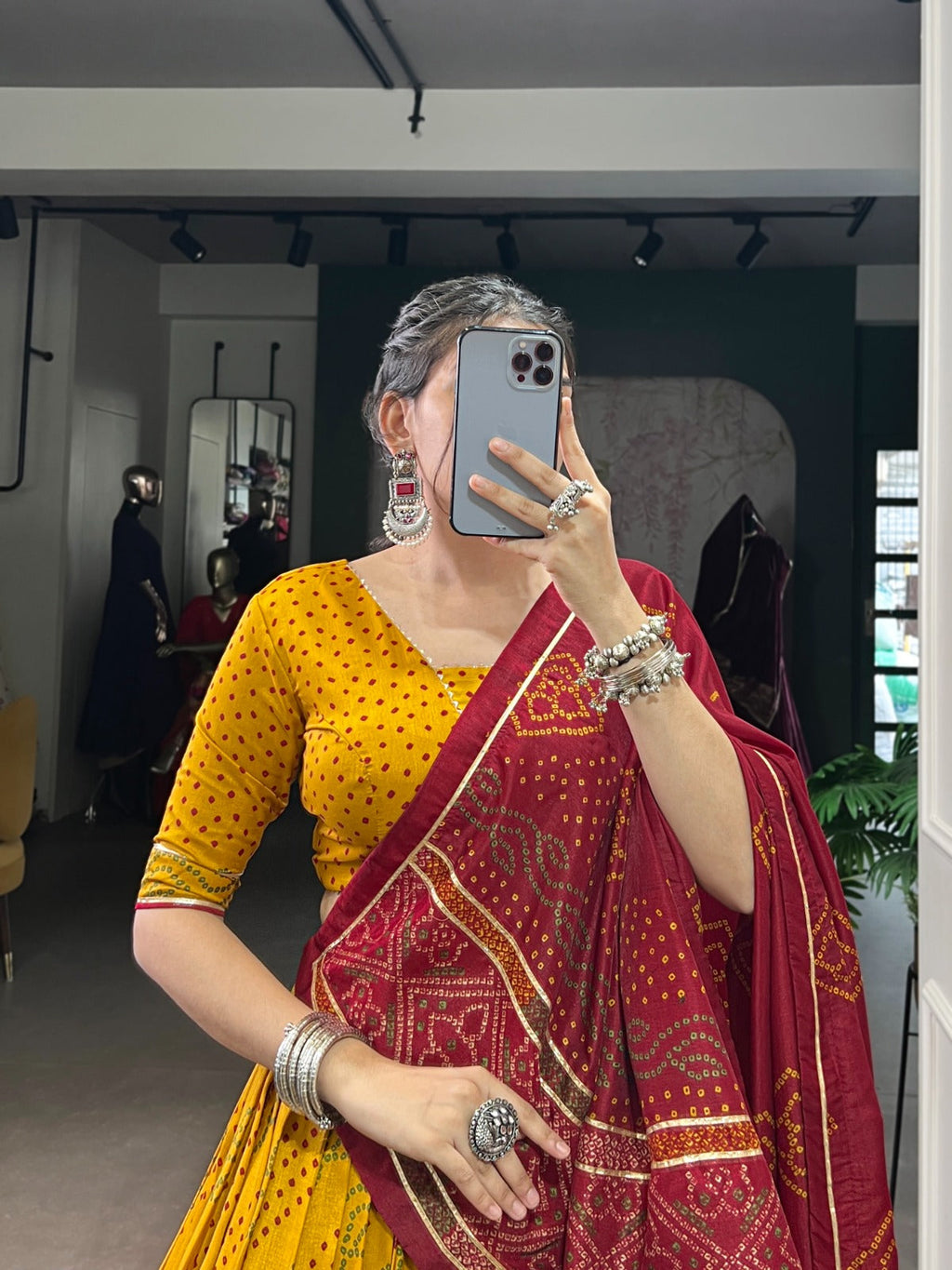 Lorenvalley Fashion Yellow Tasar Silk Bandhej Print With Gotta Patti Lace Touch Up Lehenga Choli with Dupatta