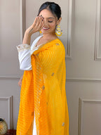 The52 Women's Gorgeous Embroidery Chandrei Fabric Straight Kurta, Pant and Dupatta Set - Distacart