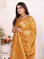 Anaita Yellow Soft Satin Silk Bandhej Print Saree With Kanchi Zari Weaving Border - Distacart