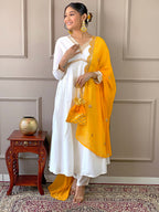 The52 Women's Gorgeous Embroidery Chandrei Fabric Straight Kurta, Pant and Dupatta Set - Distacart