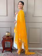 The52 Women's Gorgeous Embroidery Chandrei Fabric Straight Kurta, Pant and Dupatta Set - Distacart