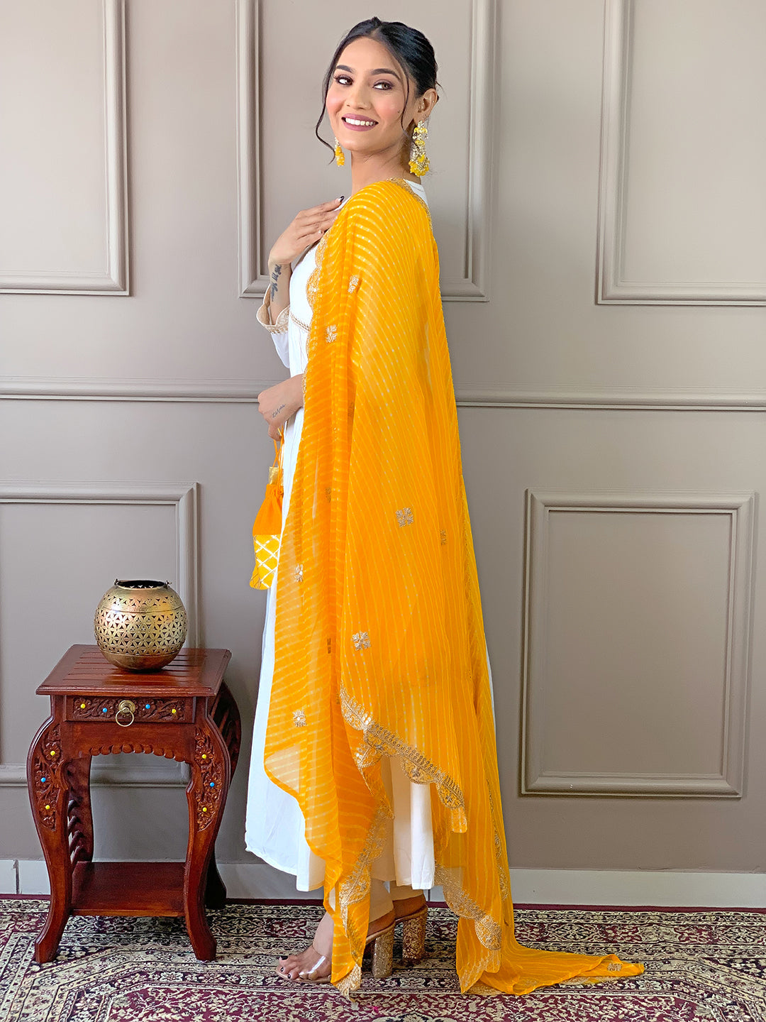 The52 Women's Gorgeous Embroidery Chandrei Fabric Straight Kurta, Pant and Dupatta Set - Distacart