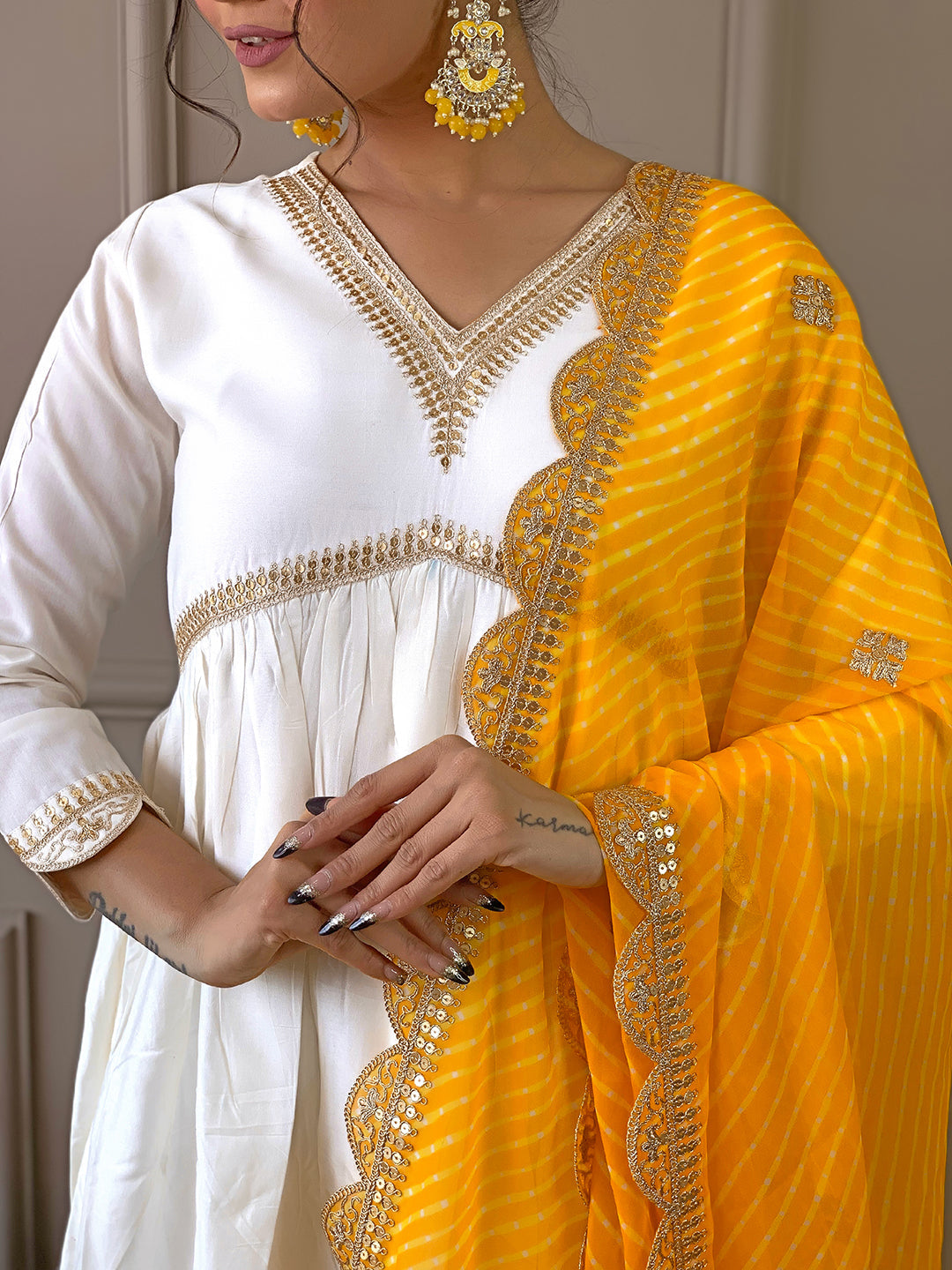 The52 Women's Gorgeous Embroidery Chandrei Fabric Straight Kurta, Pant and Dupatta Set - Distacart