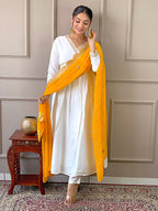 The52 Women's Gorgeous Embroidery Chandrei Fabric Straight Kurta, Pant and Dupatta Set - Distacart
