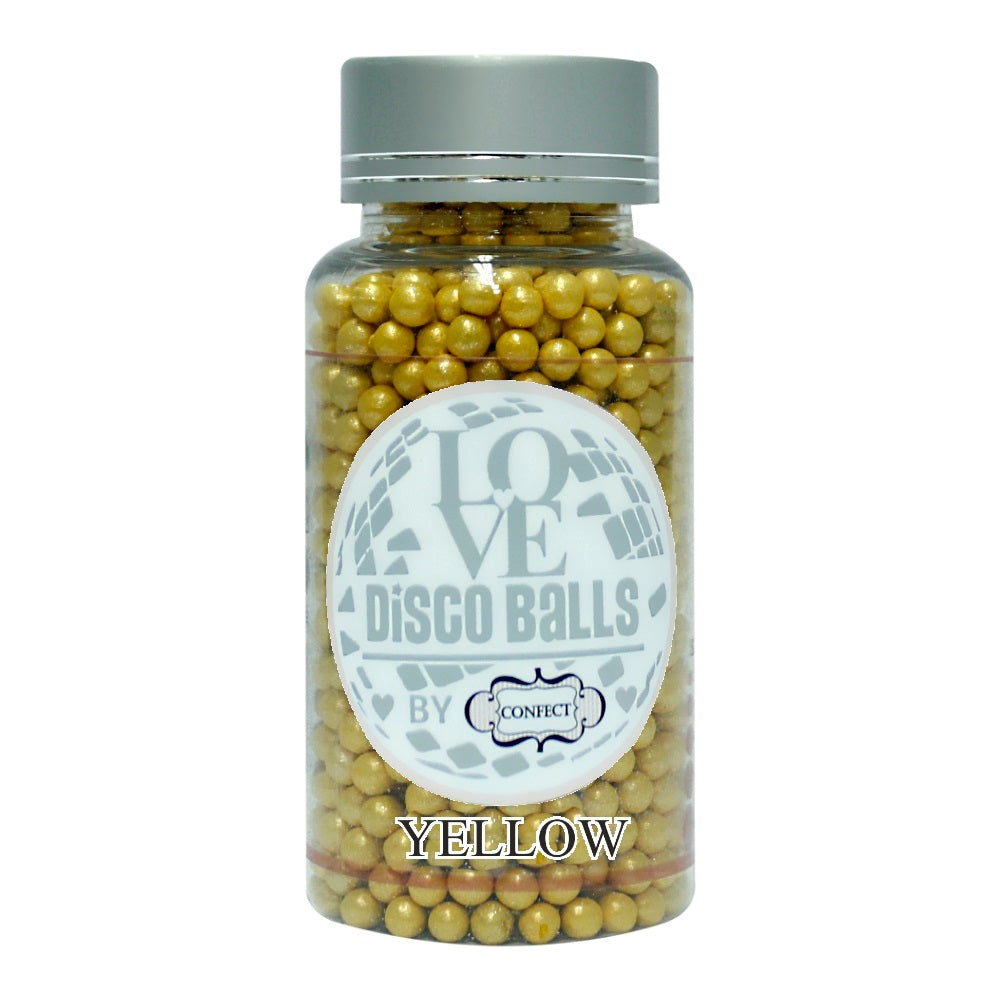 confect yellow disco balls sprinkles 3 mm 120 gms