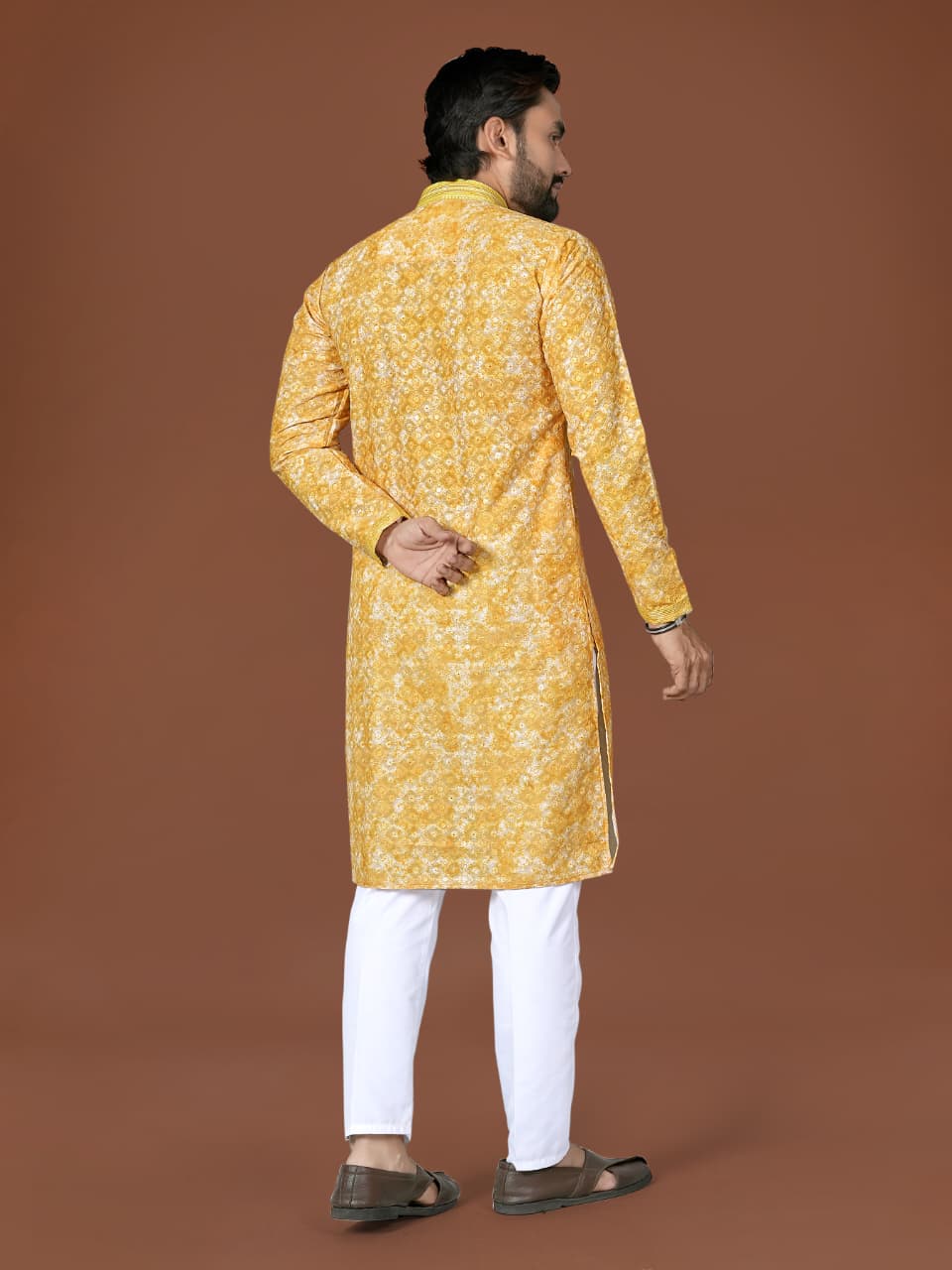Anaita Yellow Lucknowi Silk Straight Kurta