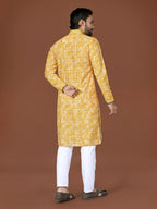 Anaita Yellow Lucknowi Silk Straight Kurta
