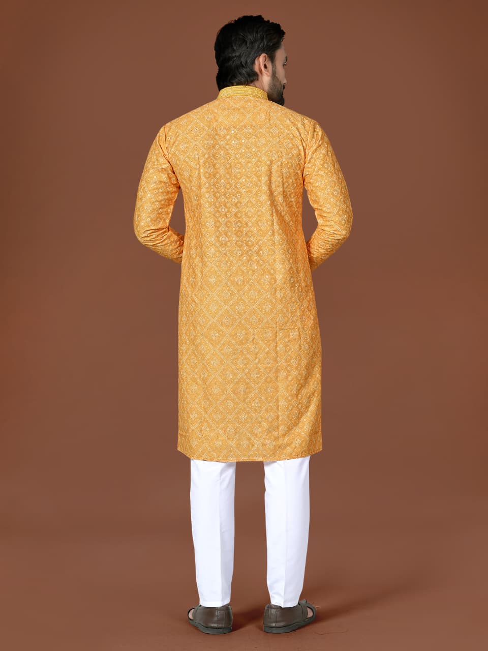Anaita Yellow Lucknowi Silk Straight Kurta