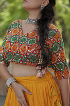 Lorenvalley Yellow Premium Rayon Lehenga with Georgette Embroidered Traditional Thread work Choli