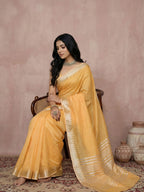 Anaita Yellow Cotton Saree With Blouse - Distacart