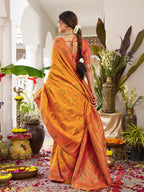 Anaita Yellow Silk Woven Saree With Blouse - Distacart