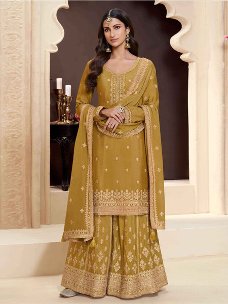 Anaita Yellow Chinon Embroidered Salwar Suit