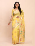 Anaita Yellow Linen Woven Work Saree With Blouse - Distacart