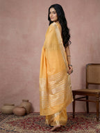 Anaita Yellow Cotton Saree With Blouse - Distacart