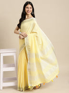 Anaita L Yellow Linen Saree With Blouse - Distacart